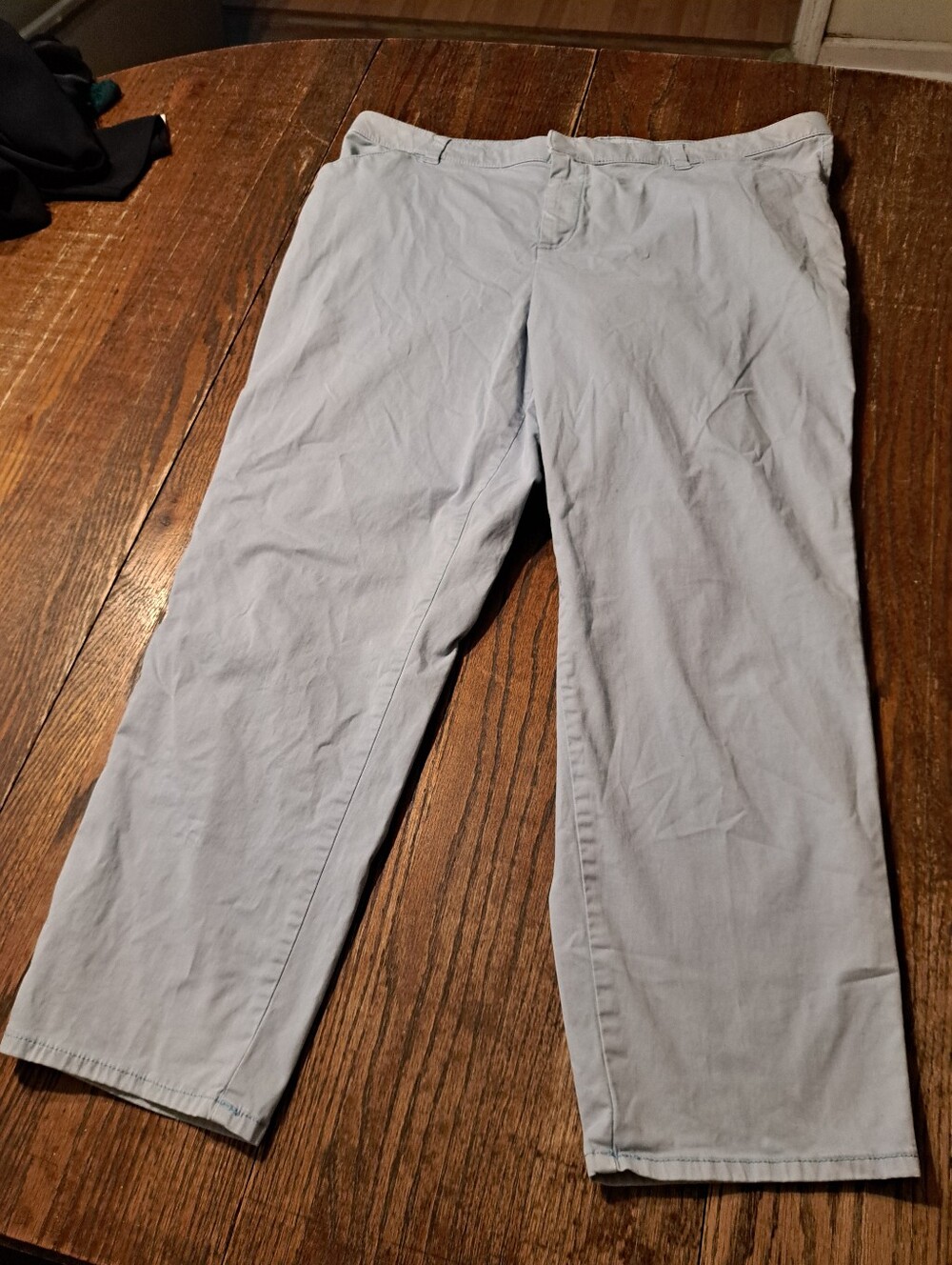 Terra & Sky Light Blue Chino Cropped Pants Plus Size 18W Water Ankle Stretch